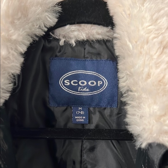 Scoop Black Faux Leather Jacket with White Fur Collar - Picture 3 of 6